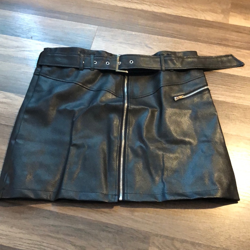Missguided faux leather jean skirt